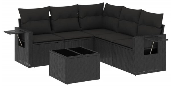 Polyrattan Kerti Ülőgarnitúra - 6 részes - Fekete