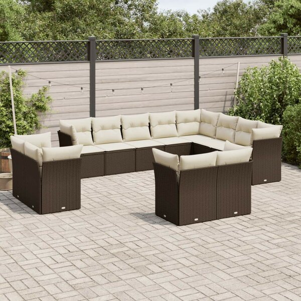VidaXL Polyrattan Kerti Ülőgarnitúra - Barna - 12 részes