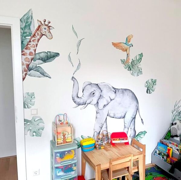 INSPIO - átragasztható textil matrica - Falmatrica - SZAFARI állatok a vadonból