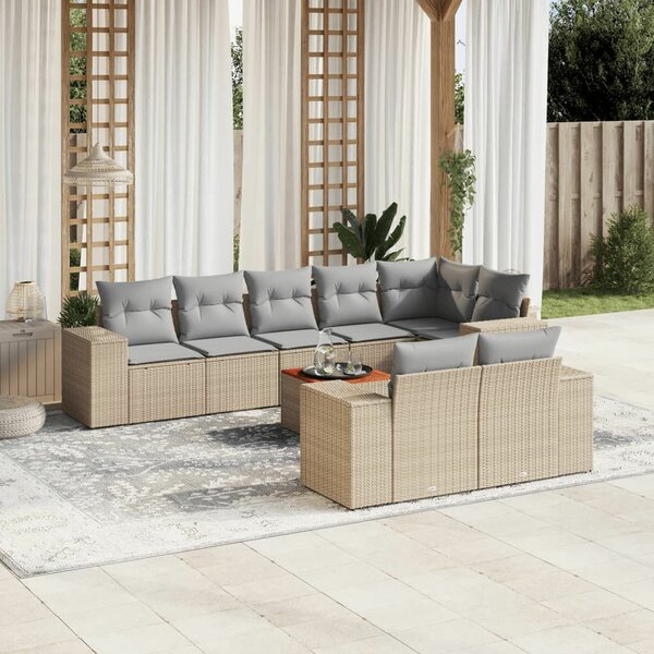 VidaXL Polyrattan Kerti Ülőgarnitúra - 9 részes - Bézs