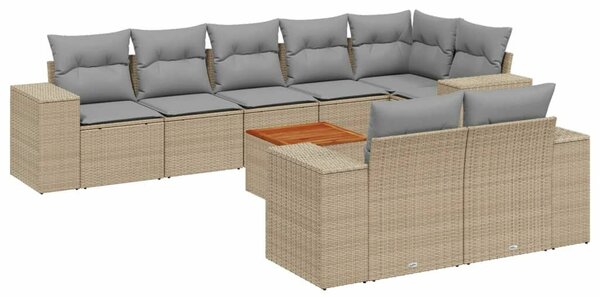 VidaXL Polyrattan Kerti Ülőgarnitúra - 9 részes - Bézs