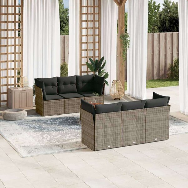 VidaXL Polyrattan Kerti Ülőgarnitúra - 7 részes, Szürke