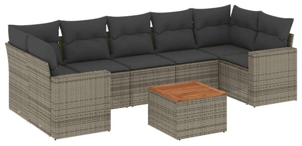 VidaXL Polyrattan Kerti Ülőgarnitúra - 8 részes - Szürke