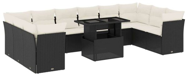 VidaXL Polyrattan Kerti Ülőgarnitúra - 11 részes - Fekete
