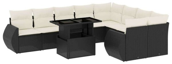 VidaXL Polyrattan Kerti Ülőgarnitúra - 10 részes - Fekete