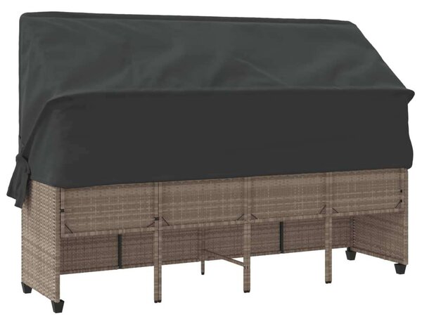 VidaXL világosszürke polyrattan napozóágy tetővel és párnával