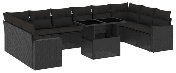 VidaXL Polyrattan Kerti Ülőgarnitúra - 11 részes - Fekete