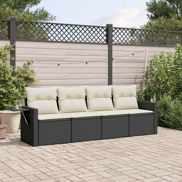 VidaXL Polyrattan Kerti Ülőgarnitúra - 4 részes - Fekete