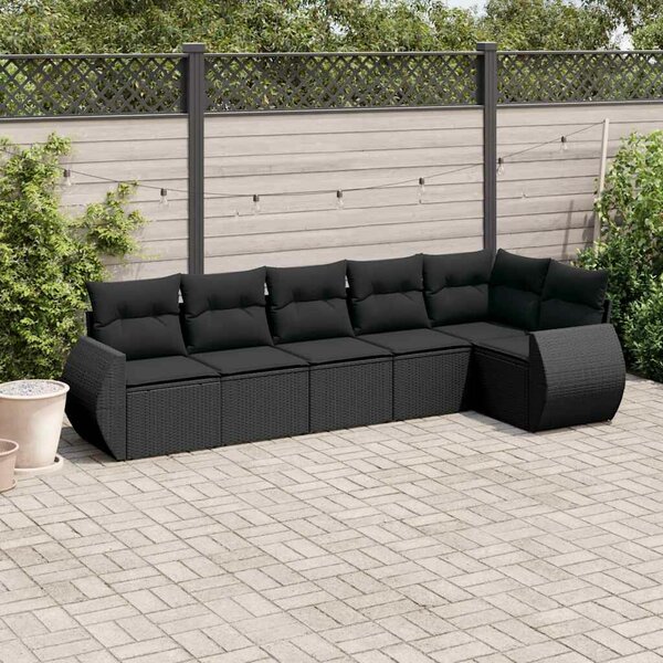 VidaXL Polyrattan Kerti Ülőgarnitúra - 6 részes - Fekete