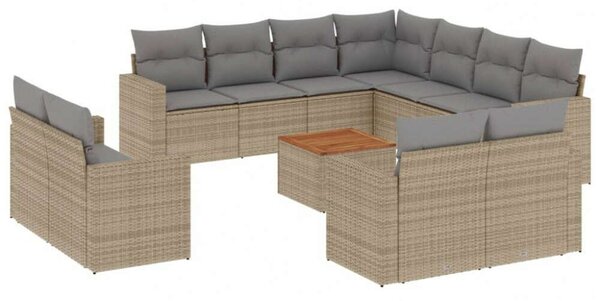 VidaXL Polyrattan Kerti Ülőgarnitúra - 12 részes - Bézs