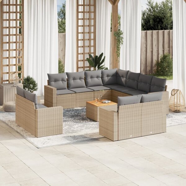 VidaXL Polyrattan Kerti Ülőgarnitúra - 12 részes - Bézs