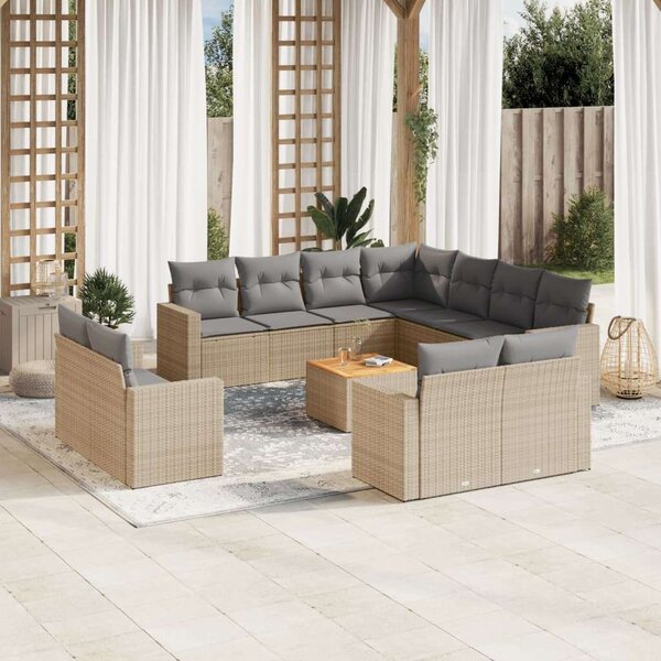 VidaXL Polyrattan Kerti Ülőgarnitúra - 12 részes - Bézs