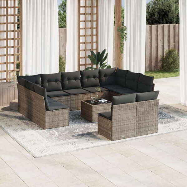 VidaXL Polyrattan Kerti Ülőgarnitúra - 12 részes - Szürke