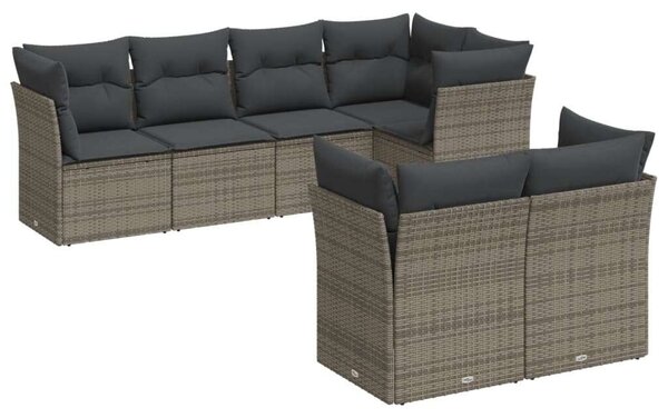 VidaXL Polyrattan Kerti Ülőgarnitúra - 7 részes - Szürke
