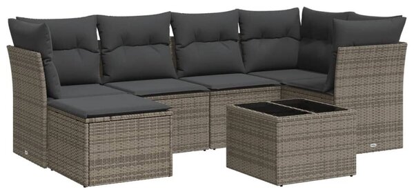 VidaXL Polyrattan Kerti Ülőgarnitúra - 7 részes - Szürke