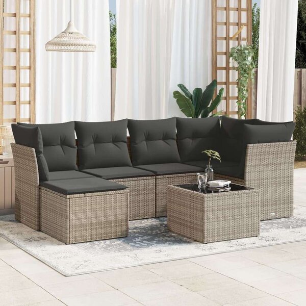 VidaXL Polyrattan Kerti Ülőgarnitúra - 7 részes - Szürke