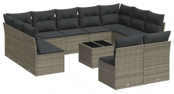 VidaXL Polyrattan Kerti Ülőgarnitúra - 12 részes - Szürke
