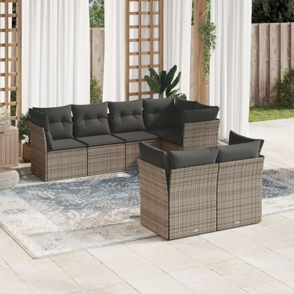 VidaXL Polyrattan Kerti Ülőgarnitúra - 7 részes - Szürke