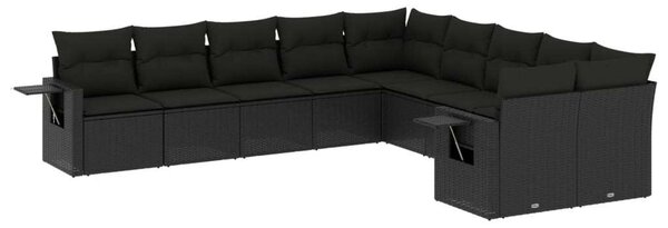 VidaXL Polyrattan Kerti Ülőgarnitúra - 10 részes - Fekete