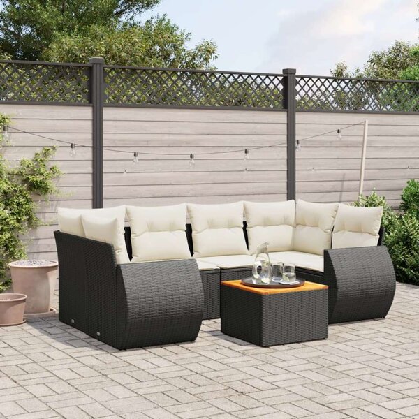 VidaXL Polyrattan Kerti Ülőgarnitúra - 7 részes - Fekete