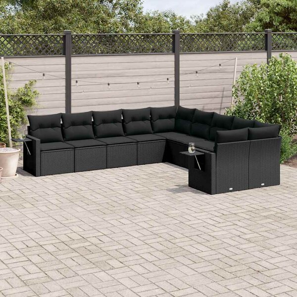 VidaXL Polyrattan Kerti Ülőgarnitúra - 10 részes - Fekete