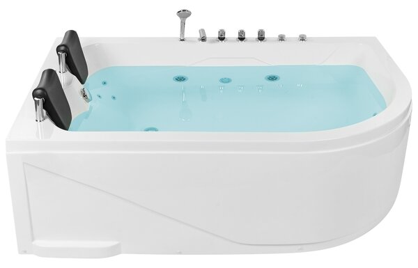 Sarok hidromasszázs kád LED világítással CALAMA Jobb oldali 180 x 120 cm Fehér