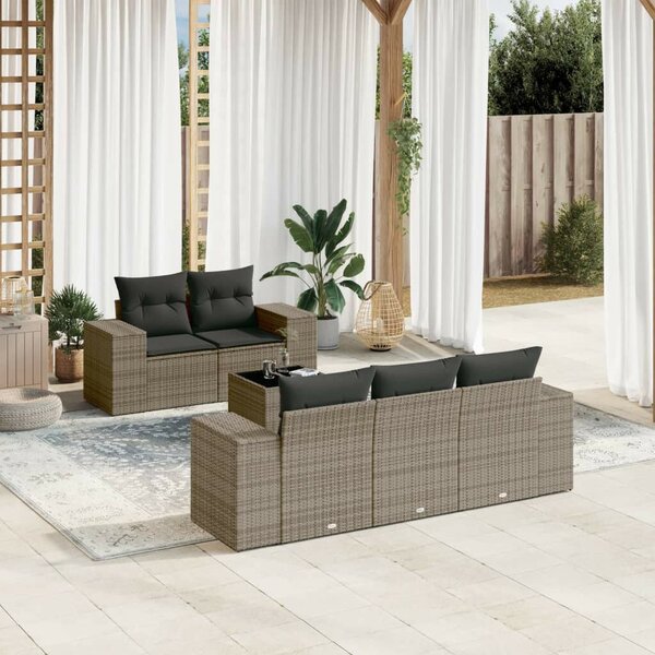 VidaXL Polyrattan Kerti Ülőgarnitúra - 6 részes - Szürke