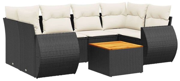 VidaXL Polyrattan Kerti Ülőgarnitúra - 7 részes - Fekete