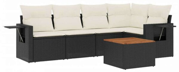 VidaXL Polyrattan Kerti Ülőgarnitúra - 6 részes - Fekete