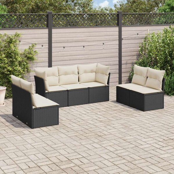 VidaXL Polyrattan Kerti Ülőgarnitúra - 7 részes - Fekete
