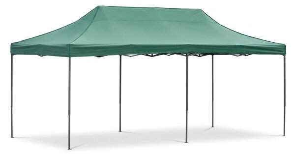 Springos kerti pavilon levehető oldalfalakkal 3x6m, zöld