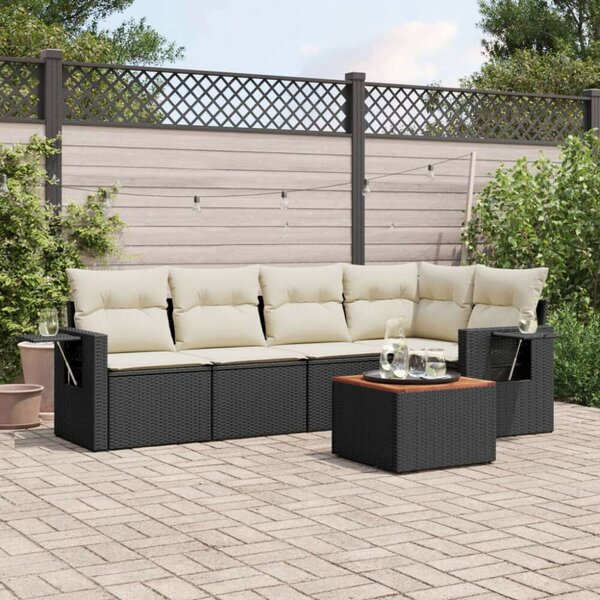 VidaXL Polyrattan Kerti Ülőgarnitúra - 6 részes - Fekete