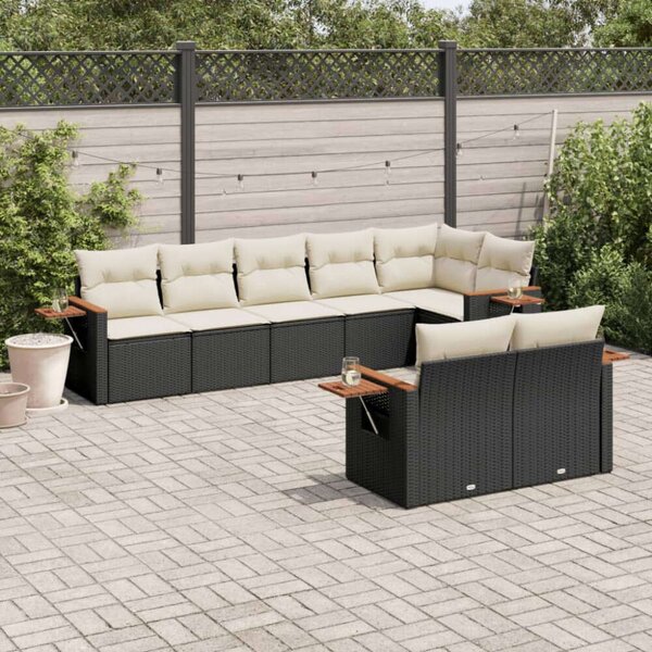 VidaXL Polyrattan Kerti Ülőgarnitúra - 8 részes - Fekete