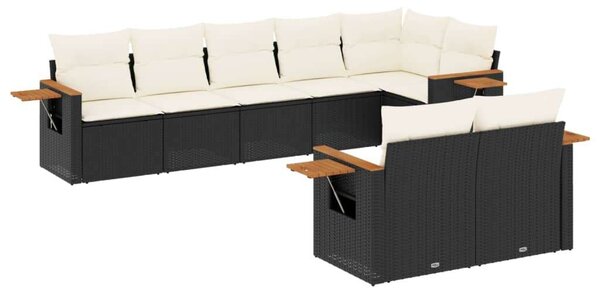 VidaXL Polyrattan Kerti Ülőgarnitúra - 8 részes - Fekete