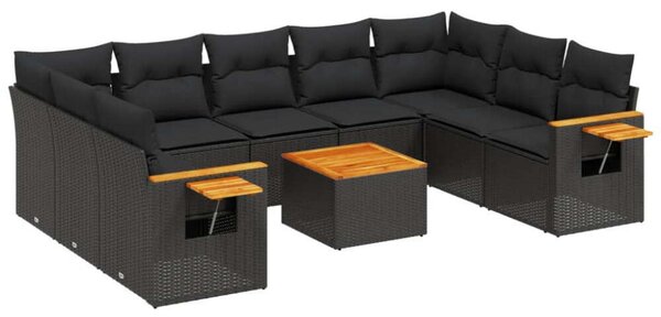 VidaXL Polyrattan Kerti Ülőgarnitúra - 10 részes - Fekete