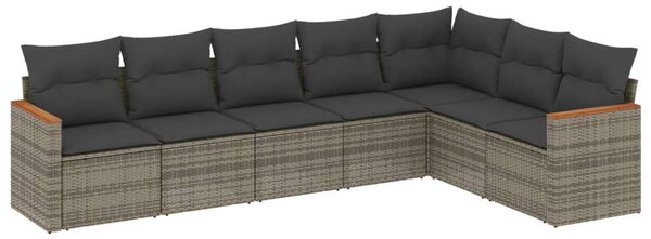 VidaXL Polyrattan Kerti Ülőgarnitúra - 7 részes - Szürke