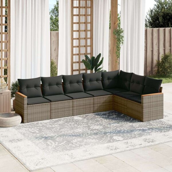 VidaXL Polyrattan Kerti Ülőgarnitúra - 7 részes - Szürke
