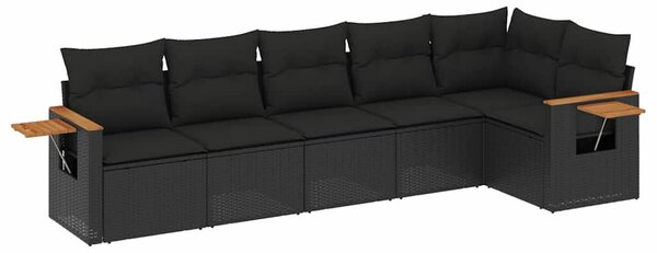 VidaXL Polyrattan Kerti Ülőgarnitúra - 6 részes - Fekete