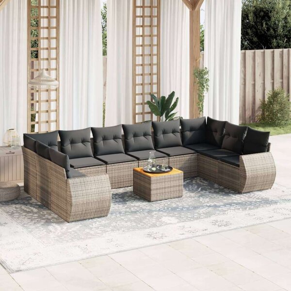 VidaXL Polyrattan Kerti Ülőgarnitúra - 11 részes - Szürke