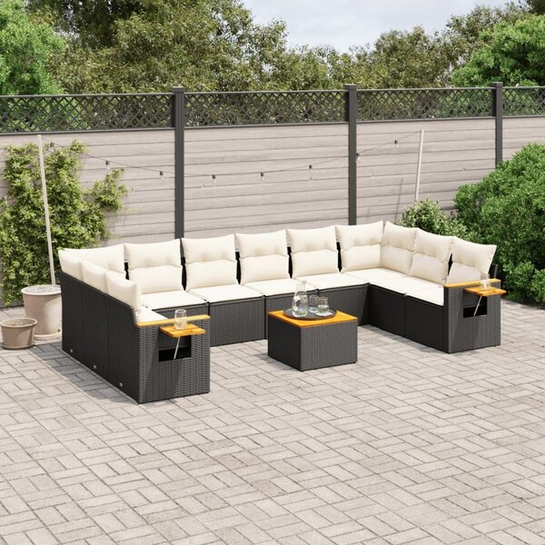 VidaXL Polyrattan Kerti Ülőgarnitúra - 11 részes - Fekete