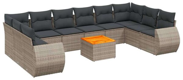 VidaXL Polyrattan Kerti Ülőgarnitúra - 11 részes - Szürke
