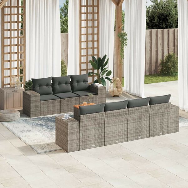 VidaXL Polyrattan Kerti Ülőgarnitúra - 8 Részes - Szürke
