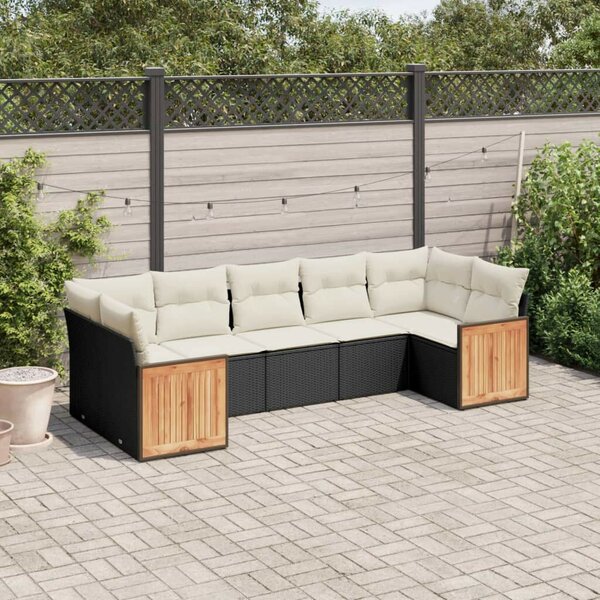 VidaXL Polyrattan Kerti Ülőgarnitúra - 7 részes - Fekete