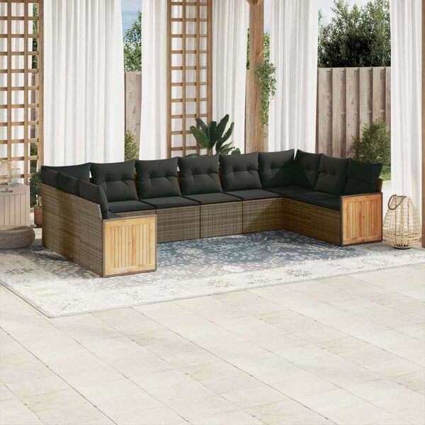 Polyrattan Kerti Ülőgarnitúra - 10 részes - Szürke