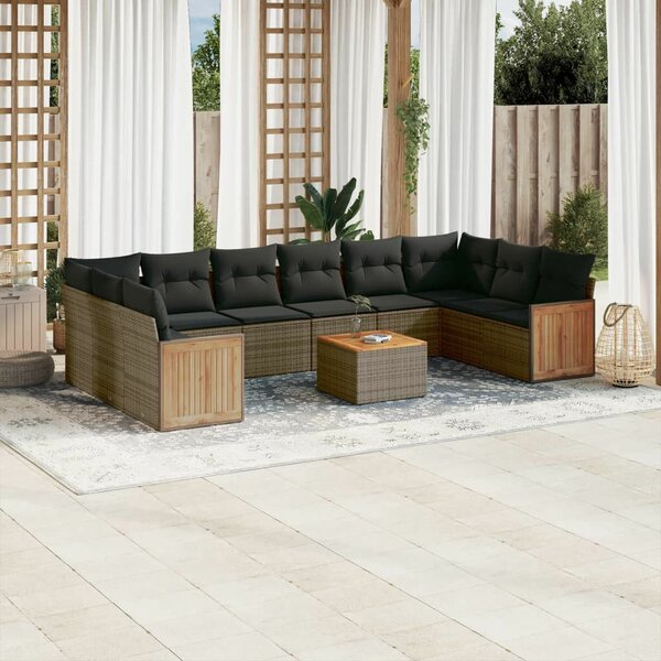 VidaXL Polyrattan Kerti Ülőgarnitúra - 11 részes - Szürke