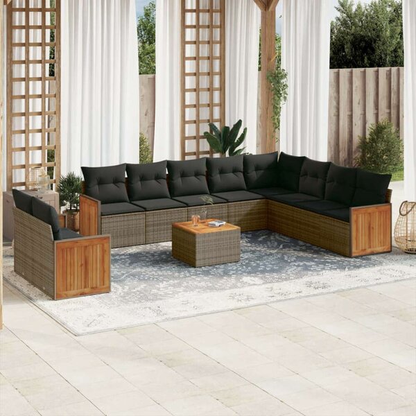 VidaXL Polyrattan Kerti Ülőgarnitúra - 11 részes - Szürke