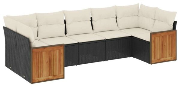VidaXL Polyrattan Kerti Ülőgarnitúra - 7 részes - Fekete