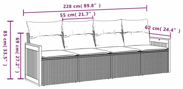 VidaXL Polyrattan Kerti Ülőgarnitúra - 4 Fős