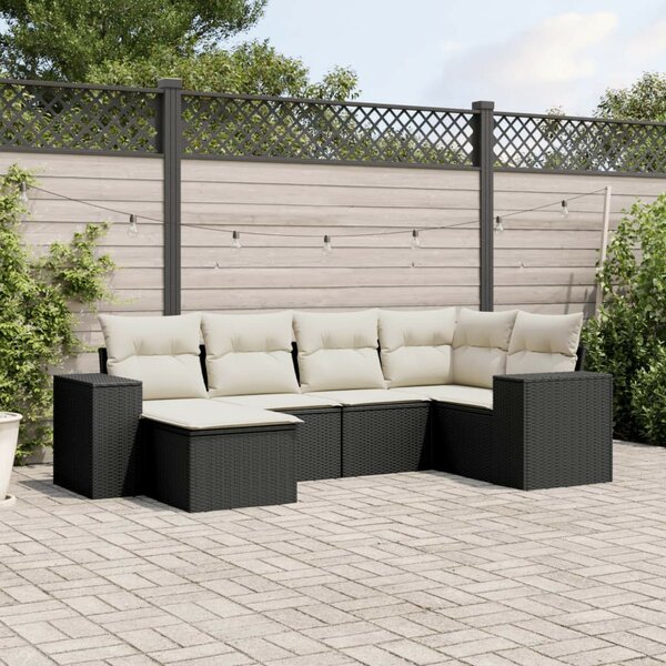 Polyrattan Kerti Ülőgarnitúra - 6 részes - Fekete