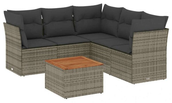 VidaXL Polyrattan Kerti Ülőgarnitúra - 6 részes - Szürke